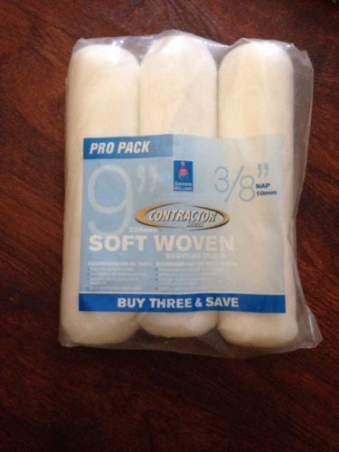 SHERWIN WILLIAMS SOFT WOVEN PAINT ROLLERS 9&#034; X 3/8&#034; NAP - NEW