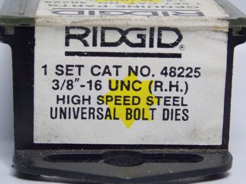 RIDGID 48225 3/8&#034;-16 UNC BOLT THREADING DIES RH HS FOR UNIVERSAL HEADS - NEW