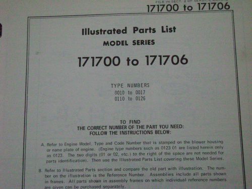 briggs and stratton parts list model series 171700 to 171706