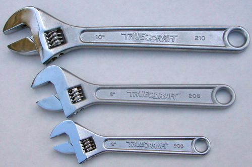 True Craft Cresent Type Adjustable Wrench Set of 3pcs  6&#034;, 8&#034; 10&#034;  Made in Japan