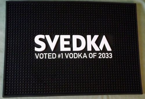 New svedka vodka large rubber spill mat - bar restaurant man cave, black &amp; white for sale