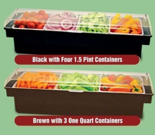 Ice Cooled Condiment Holder BLACK 4 Compartment 1.5 Pint Chilled Dispenser for F