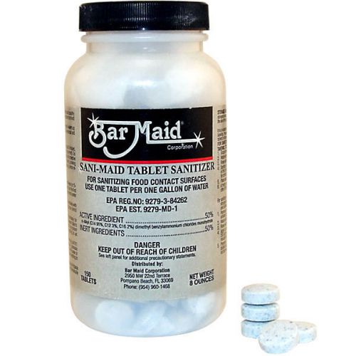 Bar maid glassware sanitizer tablets - 150 count - makes glasses clean &amp; shiny! for sale
