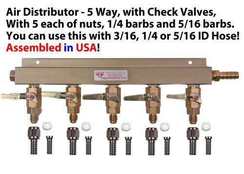 5 way co2 manifold air distributor draft beer mfl check valves (ad105ebay) for sale