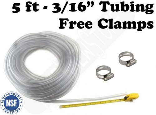 Beverage tubing 3/16&#034; - 5&#039; free screw clamps, kegerator, draft beer, homebrew for sale