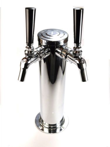 Stainless double faucet beer tower 3 inch diameter W/ Perlick 525PC faucets