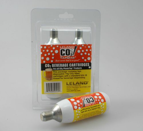 2 pack 74g CO2 Filled Cylinders Leland CO2 cartridge TapGas 5/8&#034; thread
