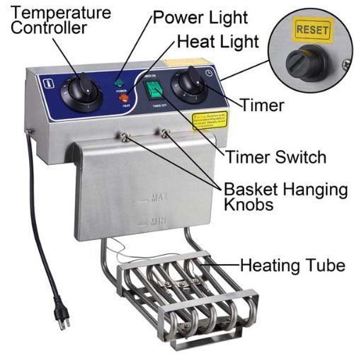 Commercial Electric 10L Deep Fryer w/ Timer and Drain Stainless Steel 26FRY003