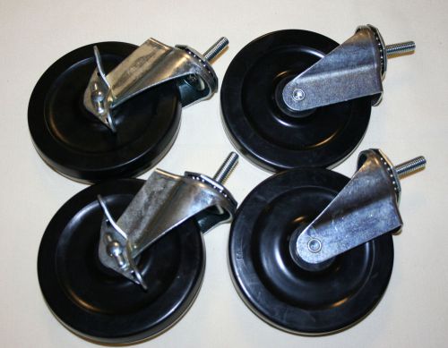 Set of (4) 5&#034; swivel casters for shelving units for sale