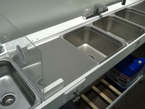 Portable 3 compartment concession sink w/hand wash &amp; drainboards for sale