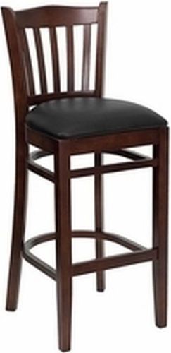 New mahogany  wood restaurant barstools  w black seat *lot of 10 bar stools* for sale