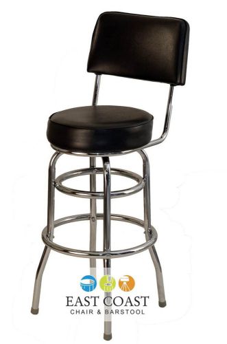 New gladiator black retro style bar stool with back on double chrome ring for sale