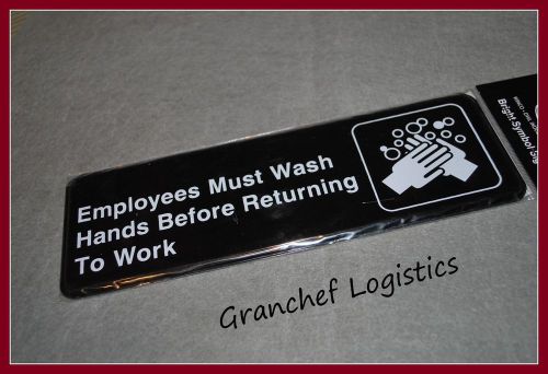 Employees Must Wash Hands Signs ~ 2 pieces ~ Easy Adhesive Hanging ~ New In Pkg.