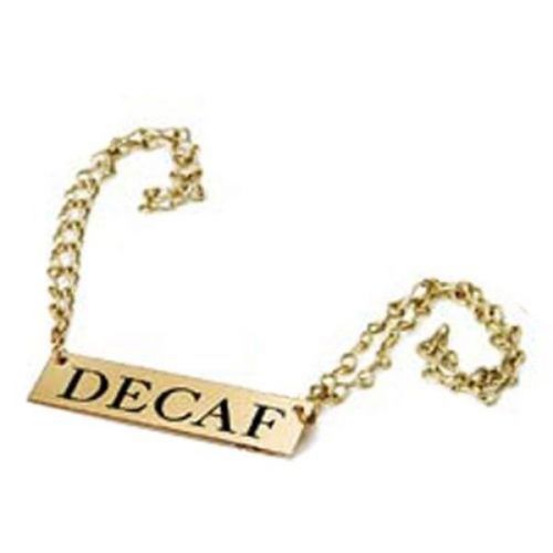 Eastern tabletop 9542d decaf id tag brass w/ black lettering for sale