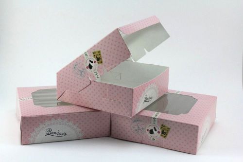 15X15X5 CM GLOSSY PINK BAKERY BOXES GREAT FOR BROWNIE , SNACK , PIZZA COOKIE