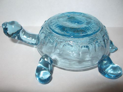 Aqua Blue glass Turtle firgurine art sea animal tortoise paperweight figure art