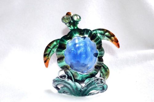 SEA TURTLE Metal Tealight Candle Holder Tea Light 4&#034; x 4 1/2&#034; Ocean Life