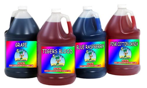Sno snow cone flavor syrup - mix &amp; match (4 x gallon) summer snow entertainment for sale