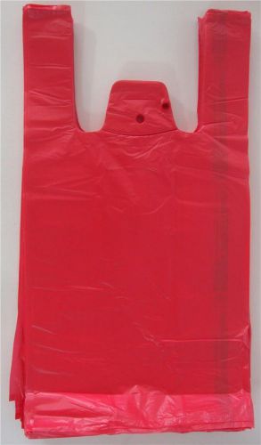 500 Qty. Red / Pink Plastic T-Shirt Retail Shopping Bags w/ Handles 8&#034;x5&#034;x16&#034; Sm