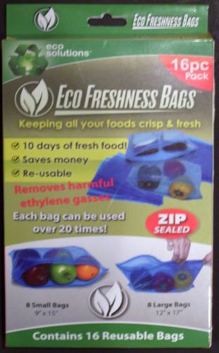 New Pack,16 Eco Freshness Bags,Re-useable,Ziplock,Fresh Food Longer Storage Bags