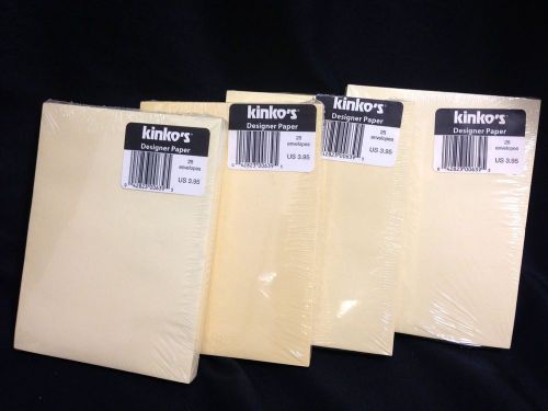 Kinko’s designer paper envelopes 4 pack of 25 each light yellow approx 4”x6&#034; for sale