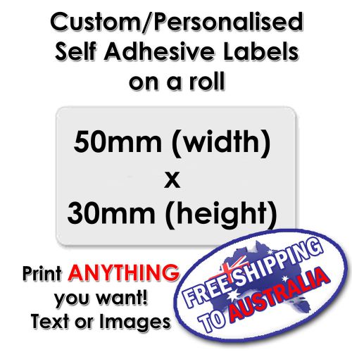 1000 x custom printed self adhesive labels - 50mm x 30mm *free p&amp;p to australia* for sale