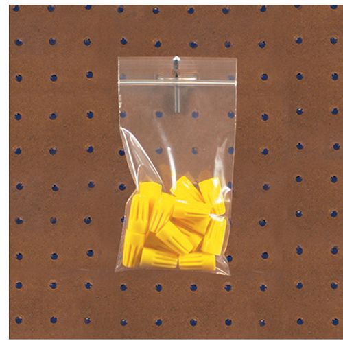 Reclosable Poly Bags with Hang Hole - 2 Mil - 4x6&#034;