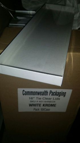 TIE BOXES WITH CLEAR LIDS 14&#034; WHITE CHROME  (100 PCS- 1 CASE)