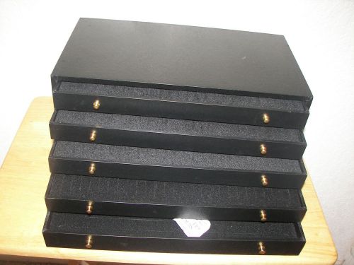 NEW 5 DRAWER JEWELRY ORGANIZER OR DISPLAY CASE REMOVABLE TRAYS 2 HANDLED DRAWERS