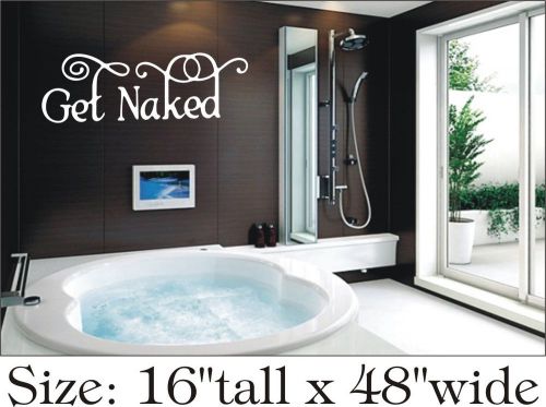 Get Naked Text Vinyl Decal Stickers Toilet Stylist Wall Decal Art-14377