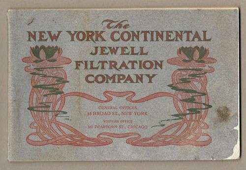 1909 New York City Continental Jewell Mechanical Filtration Water Purification