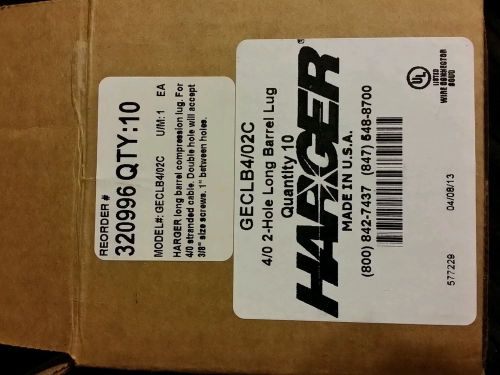 10x Harger 4/0 Compression Lug Double 3/8 in Hole 1in Space GECLB4/02C Purple