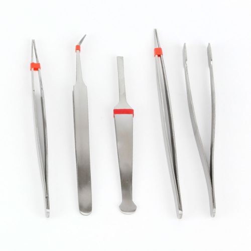 5pc precision stainless steel tweezers forceps - electronics, beading, hobby for sale