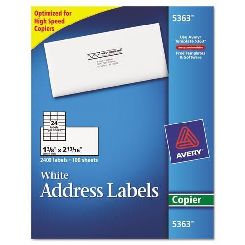 NEW AVERY 5363 Self-Adhesive Address Labels for Copiers, 1-3/8 x 2-13/16, White,