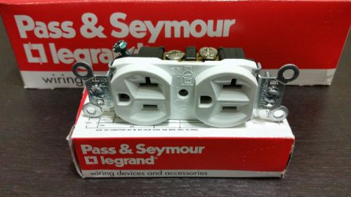 BRAND NEW Pass &amp; Seymour 5362-W PlugTail Duplex Receptacle White 20 amp 125 volt