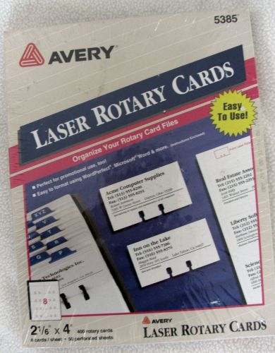 New Sealed Pkg. Avery Laser Rotary Cards #5385-  400 2-1/6&#034; x 4”.