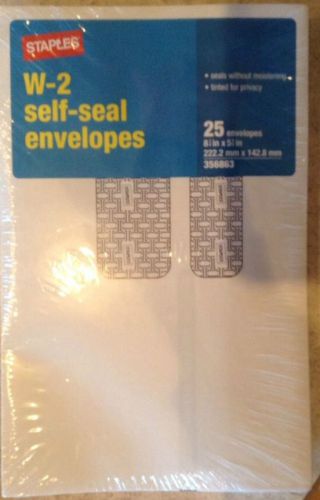 Staples® Tax Forms, W2 Tax Envelope, 25/Pack Self Sealing Business