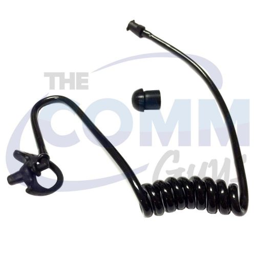Black coiled acoustic ear tube + black gel earmold for earpiece motorola kenwood for sale