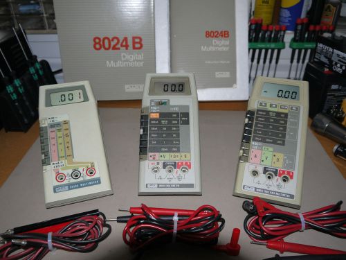 Vintage Fluke 8020 A, 8024 B,  and 8060 A Multimeters with probes