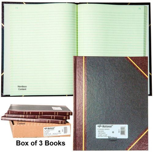 Box of 3, National 56211 Record Book, 150 Pages, 10-3/8 x 8-3/8&#034; Texhide Series