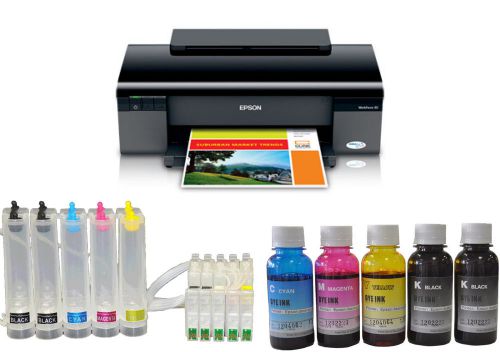 Epson Workforce30 Printer+CISS+Refillable Dye Ink,DIY, 500ml Bulk Ink,C,M,Y,K,K