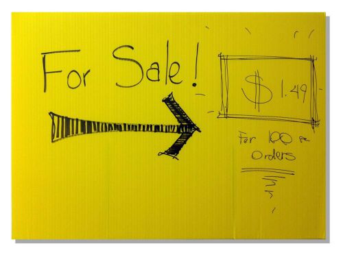 100 pcs corrugated plastic 24&#034; x 18&#034; YELLOW sign blank (18&#034; FLUTES)