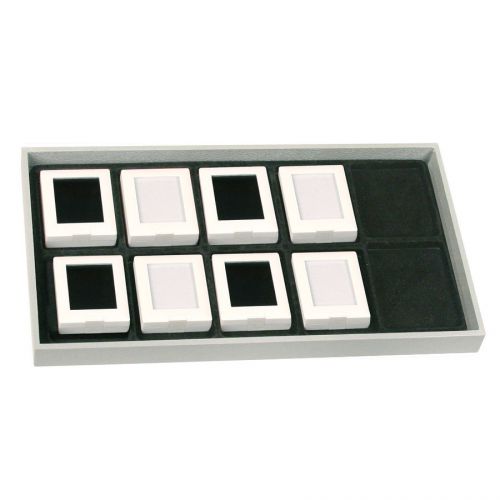 White jewelry tray w/10 glass top gem boxes showcase displays gemstone storage for sale