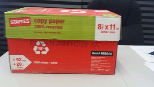 Staples 100% Recycled Copy Paper 8.5&#034;x11&#034; Case 5,000/Case