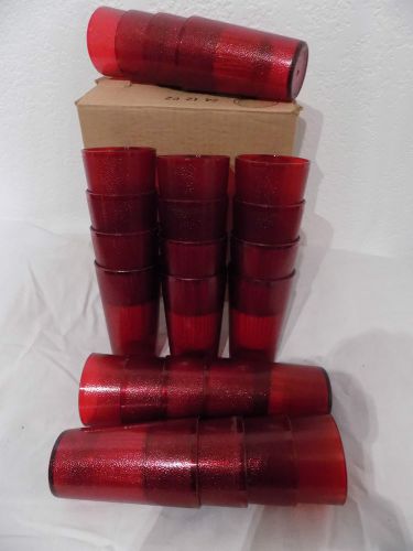 24 Vintage NOS NIB Ruby Red 12 oz Pebbled Plastic Tumblers  &#034;Touch-O-Color&#034;