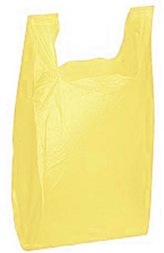 100 Yellow Plastic11&#034;x6&#034;x21&#034; T-Shirt Bags W\Handle Retail Gift Bags