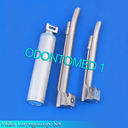 LARYNGOSCOPE SMALL HANDLE AA + 2 MILLER BLADE #2 and #4 ENT ANESTHESIA SET