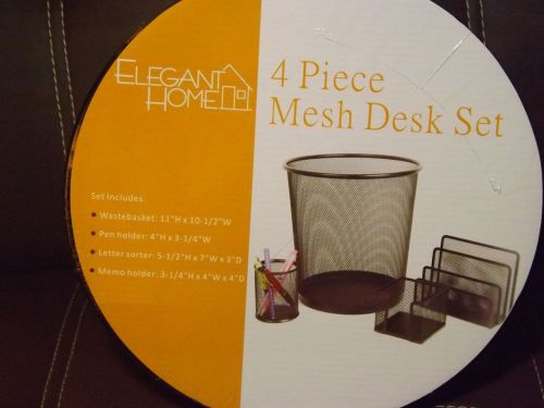 Elegant Home 4 Piece Mesh Desk Set, Black
