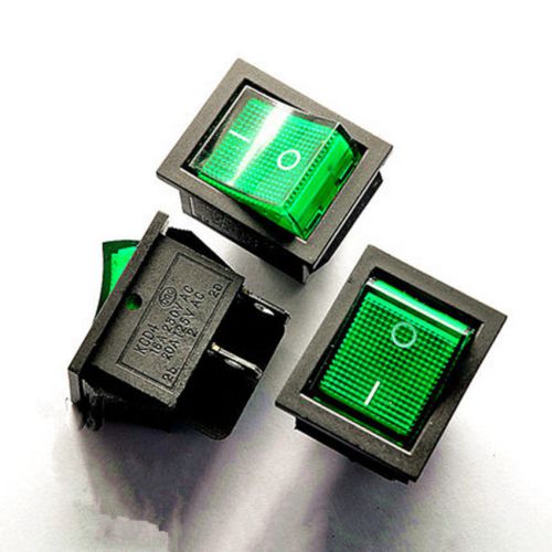 5pcs 2 files 4 pin large-scale rocker switch power switch 16a 250v green led for sale