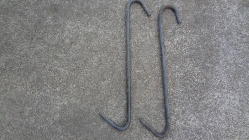 Two Vintage Used Metal Meat Butchers Slaughterhouse Hooks Tools